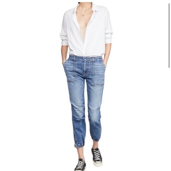 Nili Lotan Military Cropped Mid Rise Jogger Jeans - Picture 4 of 11